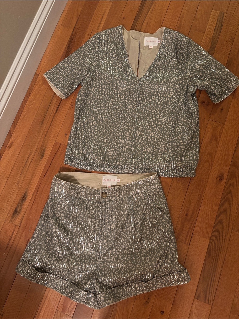 Gabrielle Sequin Shorts & Top Medium New without tags